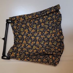 Forever 21 navy floral A-line flowy skirt